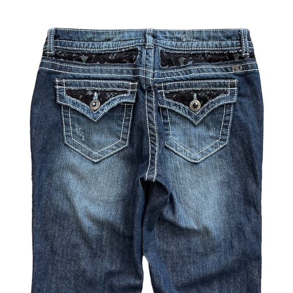 HARLEY-DAVIDSON Flap Pockets Women’s Boot Cut Distressed Denim Jeans Size 8 - Picture 8 of 15